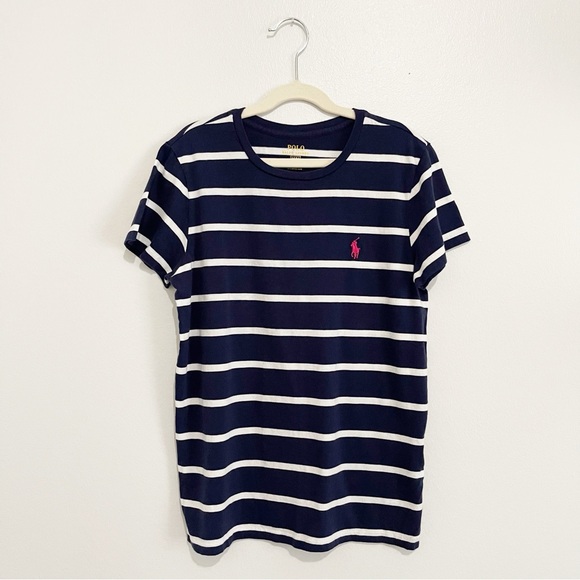Polo Ralph Lauren Other - Polo Ralph Lauren Navy Blue White Striped T Shirt Children’s 100% Cotton Size M
